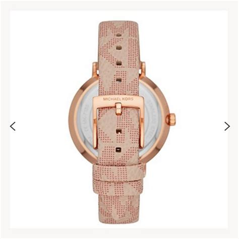 michael kors jayne three hand blush leather watch